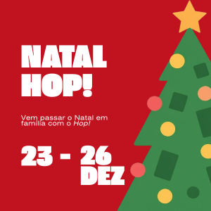 Cartaz do Natal Hop!, de 23 a 26 de dezembro, com uma árvore de Natal
